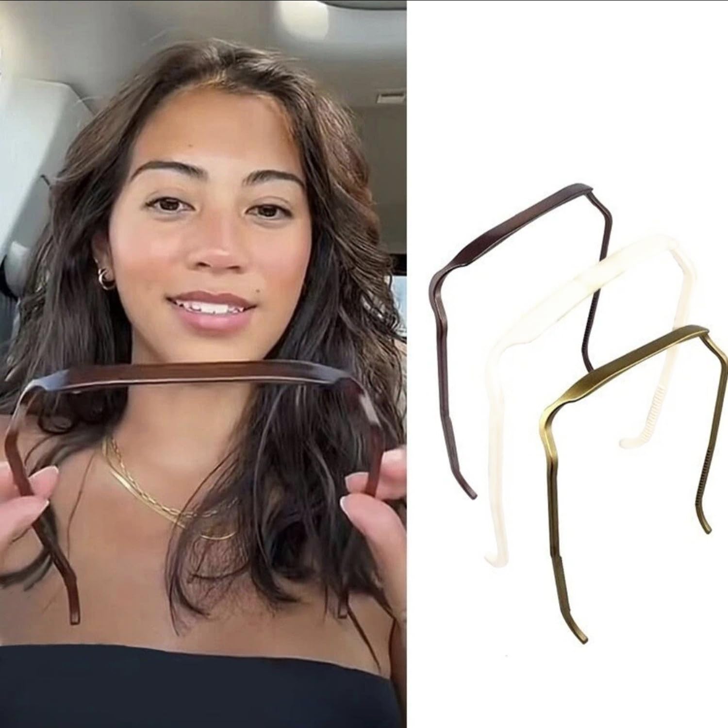 2PCS Fashionable Sunglasses Headband for Women & Men - Curly Hair Hoop Hairbands with Square Frame, Adds Volume & Style Without Headache (Black) - Perfect for Beach, Outdoor Activities & Fashion Accessories