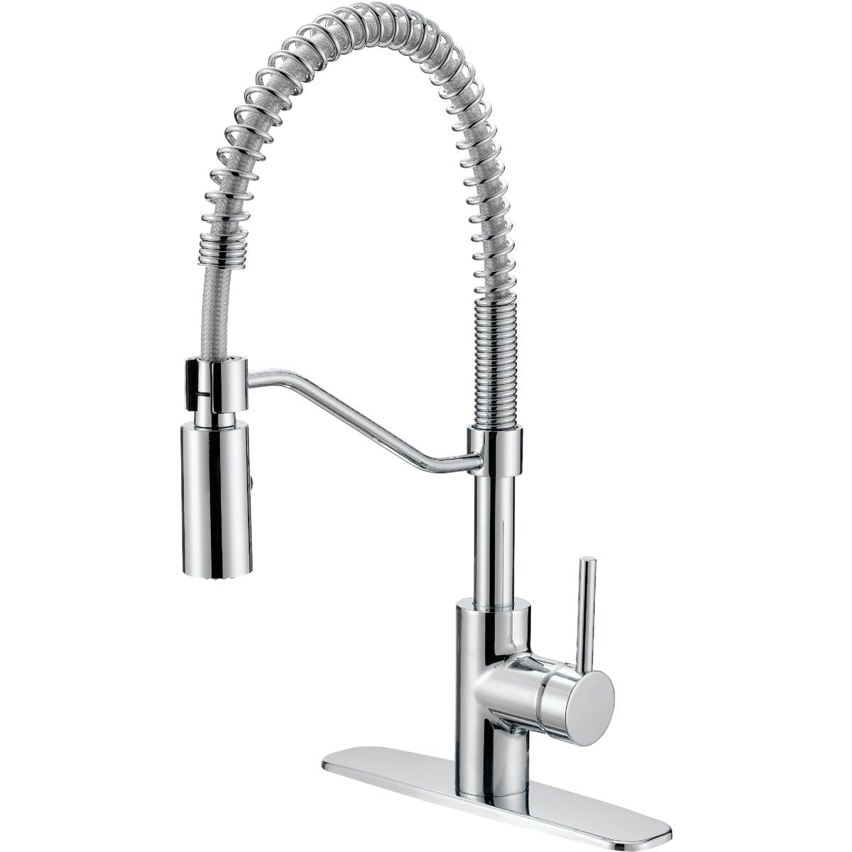 Home Impressions 1-Handle Commercial Pull-Down Kitchen Faucet in Chrome - Durable Stainless Steel Sprayer for Restaurants & Home Kitchens