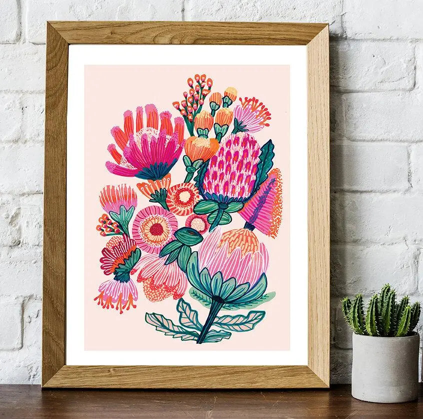 Native Garden Floral Wall Art Print - Botanical Home Decor for Living Room, Bedroom & Office - Perfect for Farmhouse, Boho & Modern Interior Design Styles