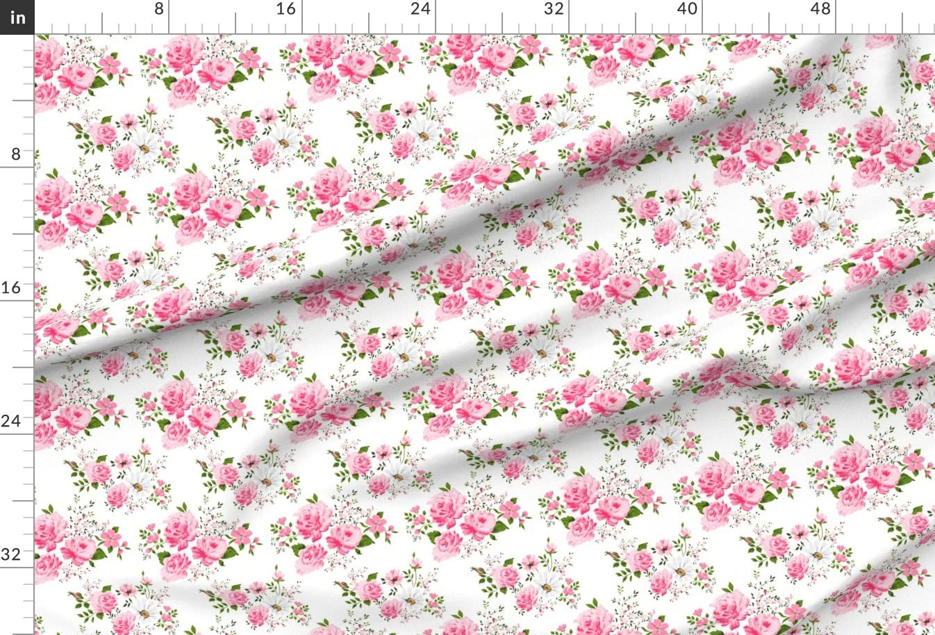 Pink Cute Roses Floral Print Velvet Fabric by The Yard - Soft Upholstery & Apparel Material for Nursery Decor, Girls' Room, DIY Home Projects (Spoonflower Premium Quality)