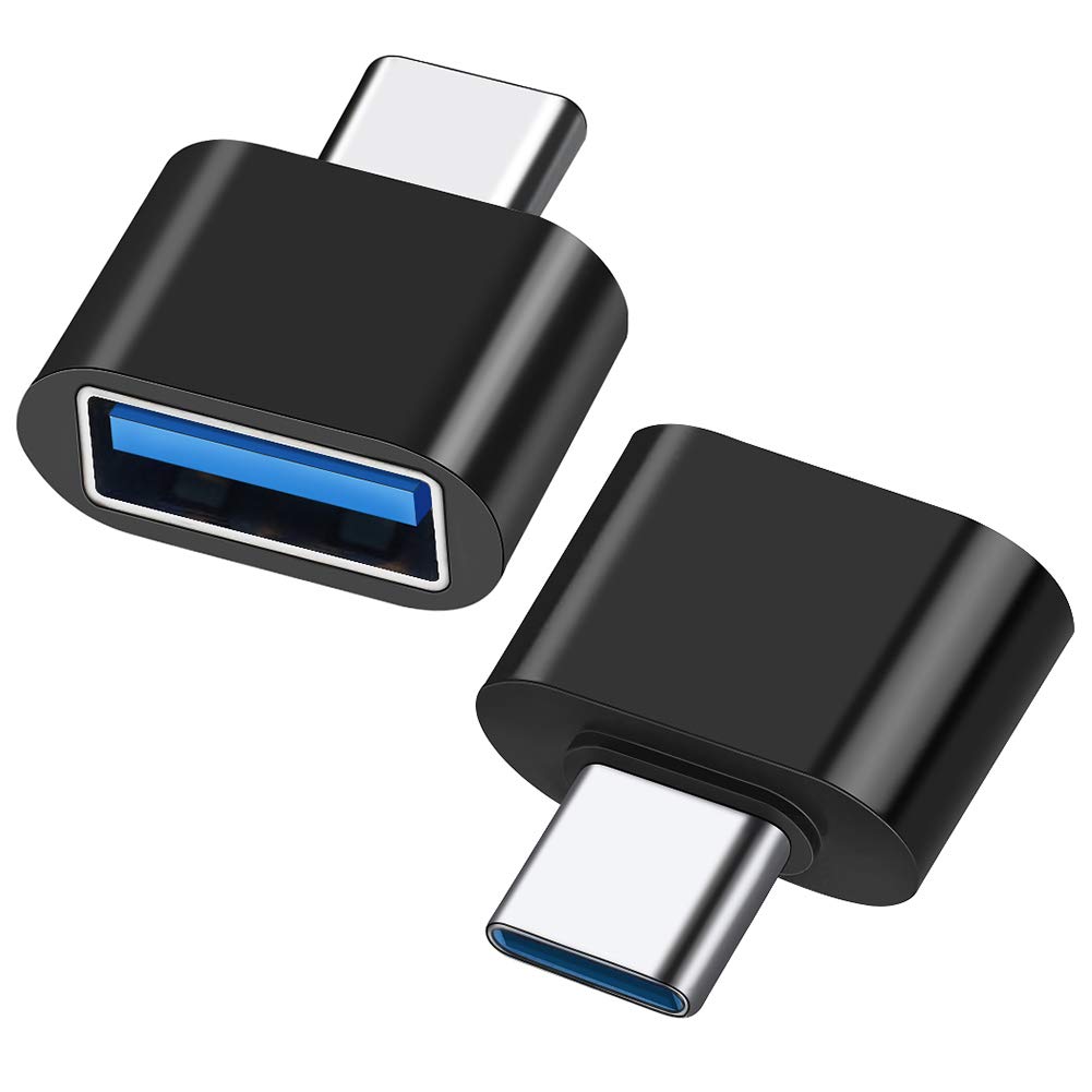 2 Pack USB-C to USB-A Adapter - Compatible with MacBook Pro, Samsung Galaxy, Type-C Smartphones & Tablets - High-Speed Data Transfer - Perfect for Office, Travel & Home Use (Black)