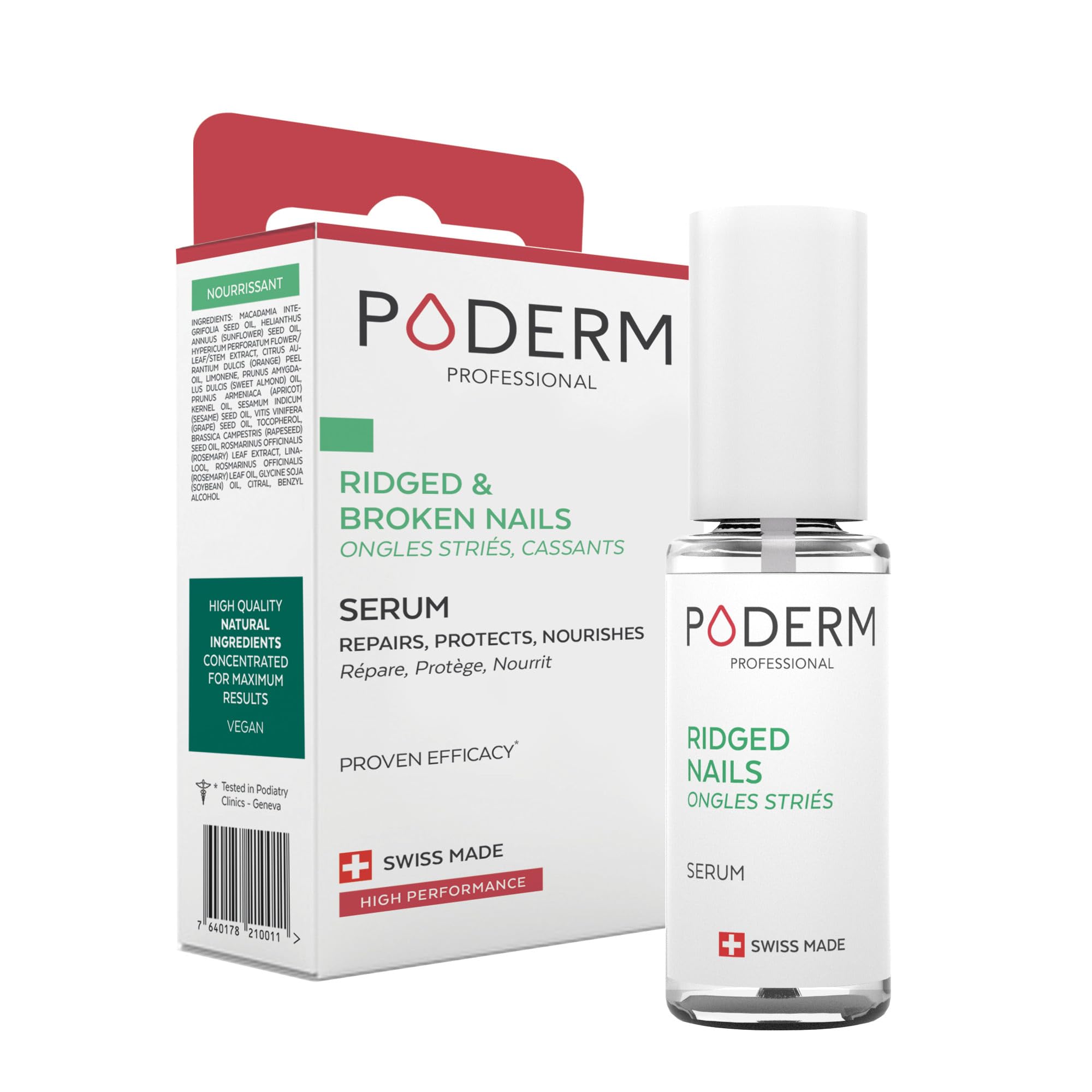 Poderm 100% Natural Nail Repair Treatment – Hydrating & Exfoliating Formula for Damaged, Split & Weak Nails – Swiss-Made Nail Strengthener & Cuticle Care – Perfect for Salon Visits, Home Manicures & Brittle Nail Recovery