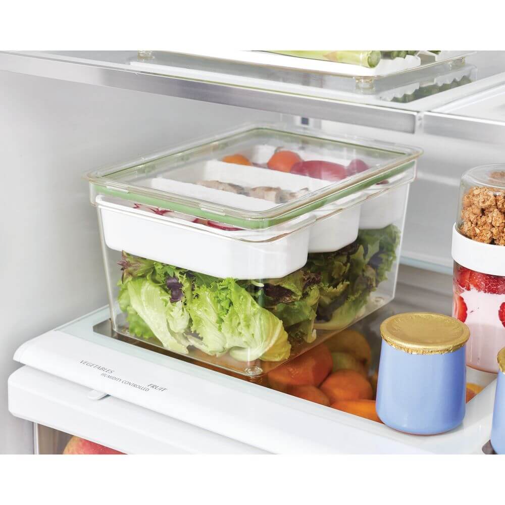 iDesign Large Tall Fridge Storage Container with Removable Insert Trays - Perfect for Organizing Leftovers, Meal Prep, and Beverages in Your Refrigerator