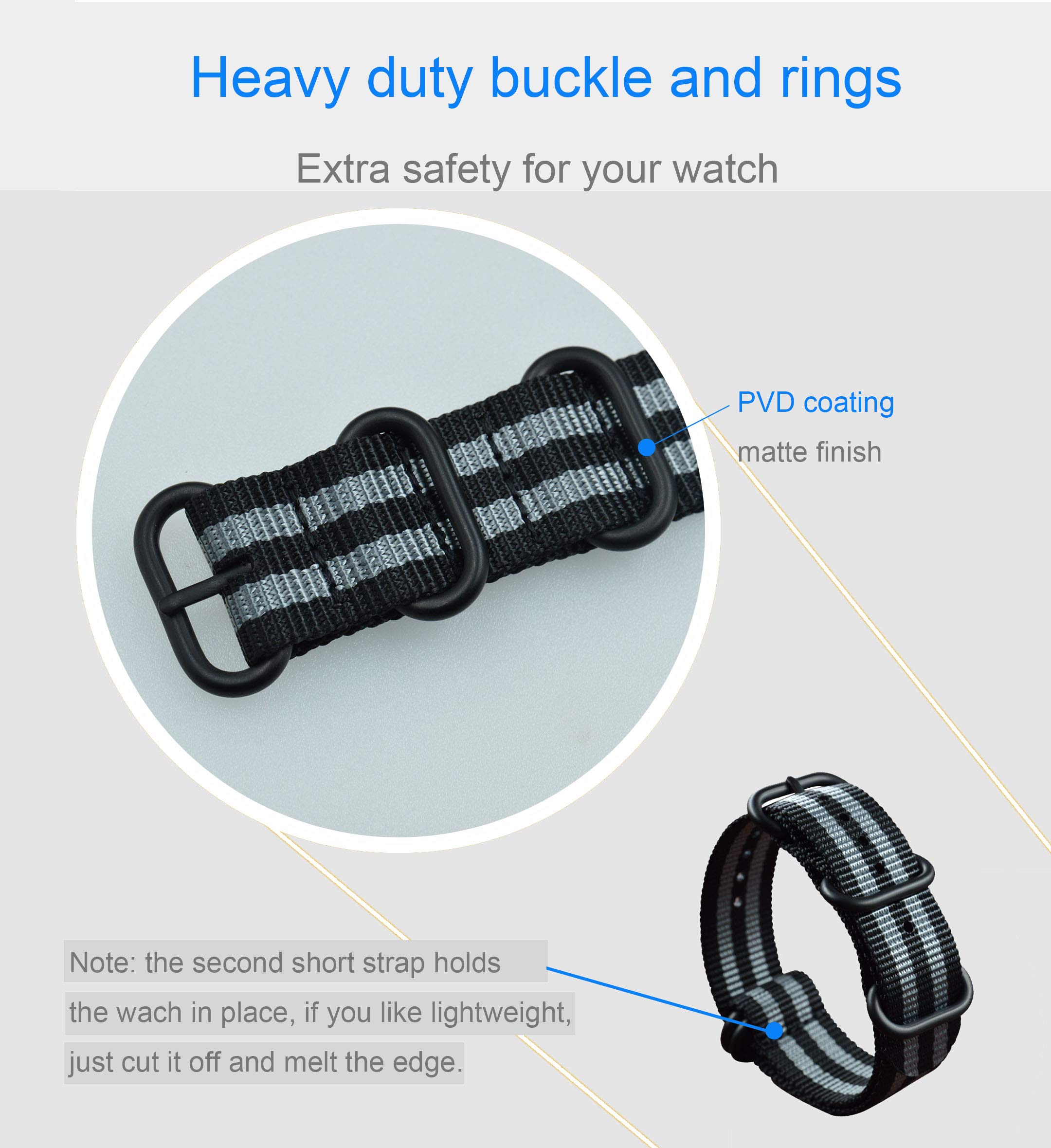 Premium Nylon Watch Band Replacement - 18mm to 28mm Sizes for Apple Watch, Garmin, Fitbit & More - Durable & Comfortable for Sports, Outdoor & Everyday Wear