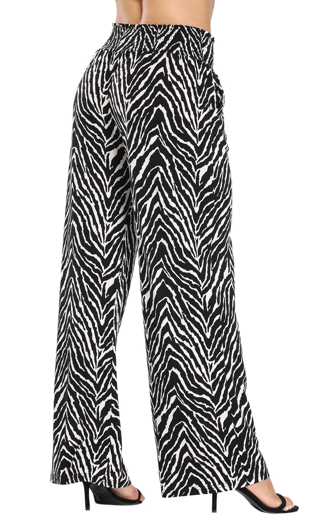 Urban CoCo Women's Boho Palazzo Pants - Wide Leg Beach Lounge Pants with Pockets - High Waisted Comfortable Casual Pants for Summer, Vacation & Yoga