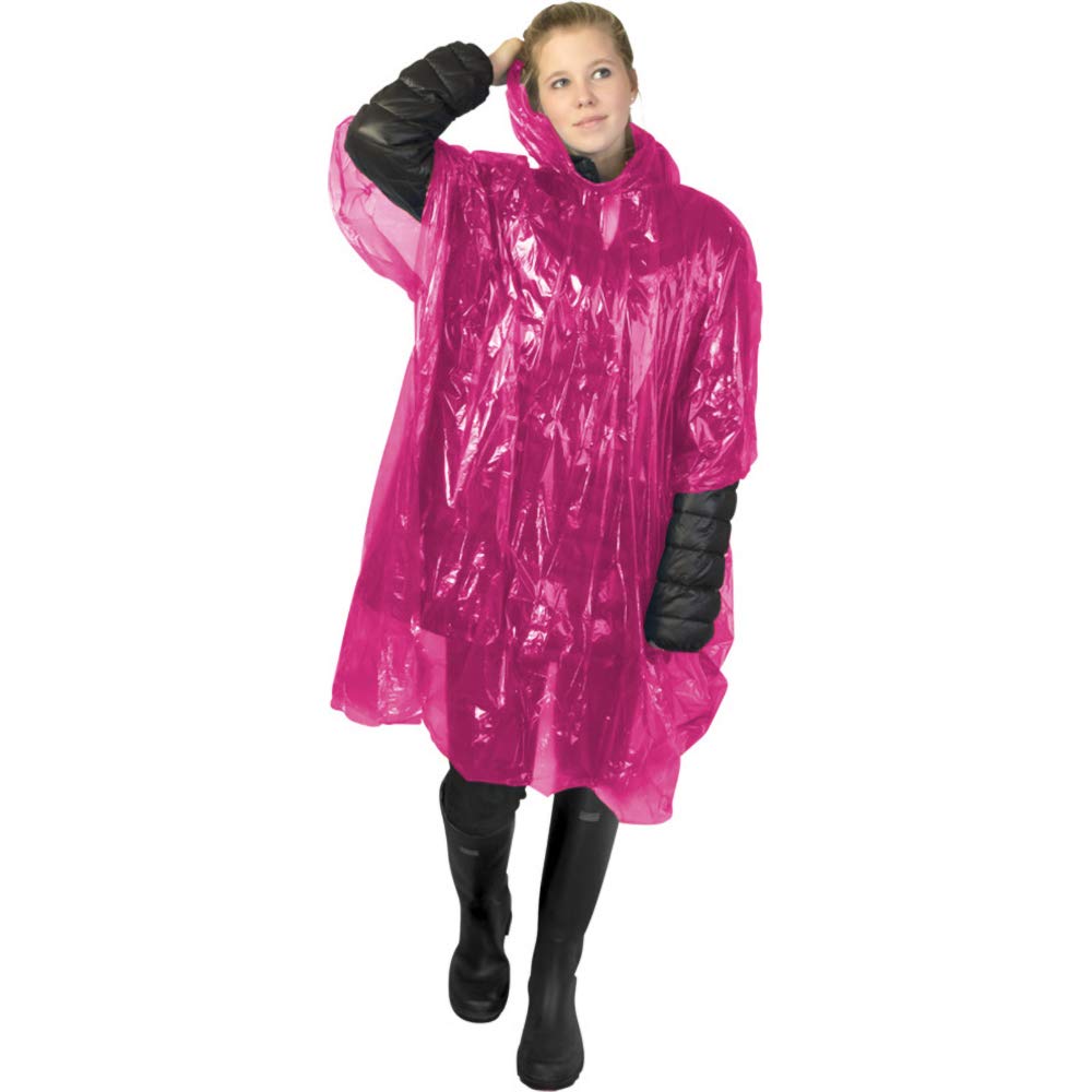 Bullet Ziva Unisex Disposable Rain Poncho with Pouch - Waterproof Emergency Rainwear for Outdoor Events, Camping, Hiking & Travel