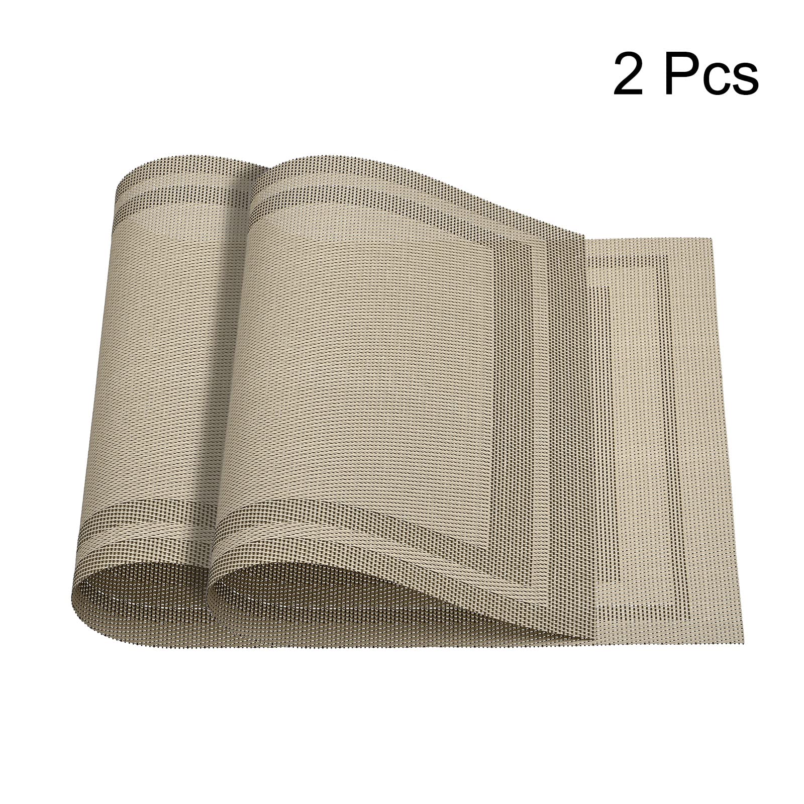 uxcell Washable PVC Woven Place Mats Set of 2 - 17.7x11.8 Inch (450x300mm) Khaki Table Mats for Dining, Kitchen, and Party Decor