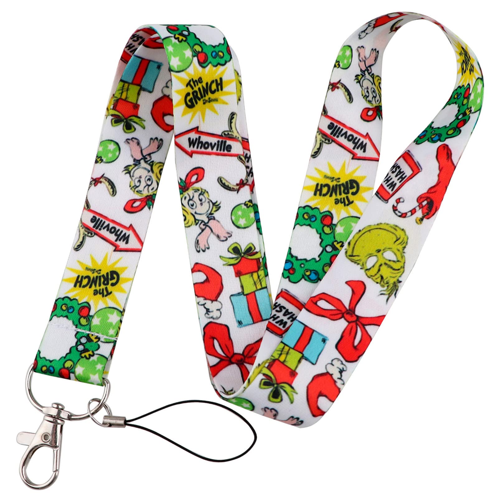 Christmas Grinch Lanyard Keychain - TV & Movie Themed Badge Holder - ID Card Lanyard & Phone Case (3-Pack) - Perfect for Office, School, and Holiday Events