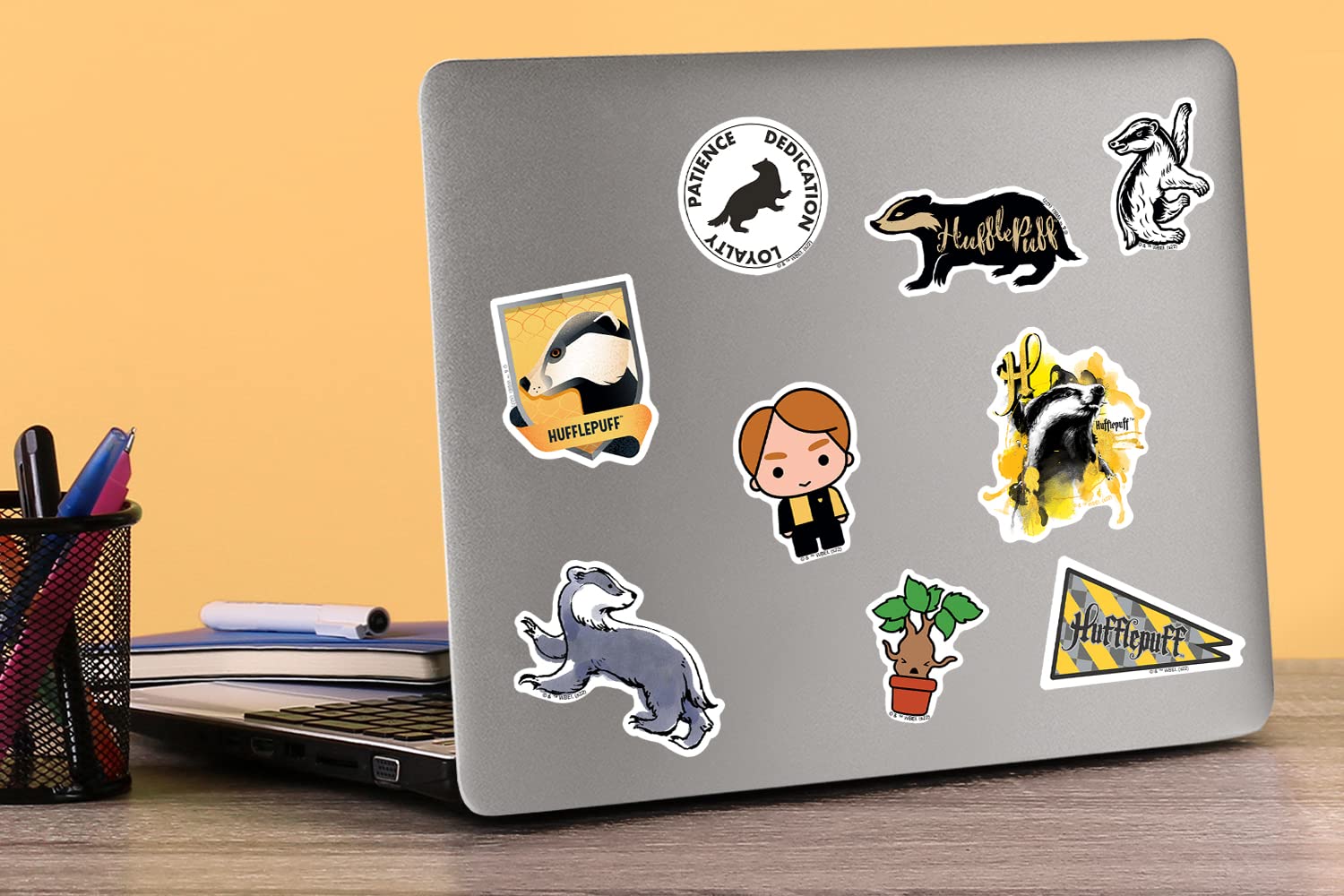 Harry Potter Hufflepuff Die Cut Vinyl Stickers - 50-Piece Variety Pack for Laptop, Water Bottle, Scrapbooking, Tablet & Skateboard - Waterproof Indoor/Outdoor Decals - Perfect for DIY Crafts, School Supplies & Gift Giving