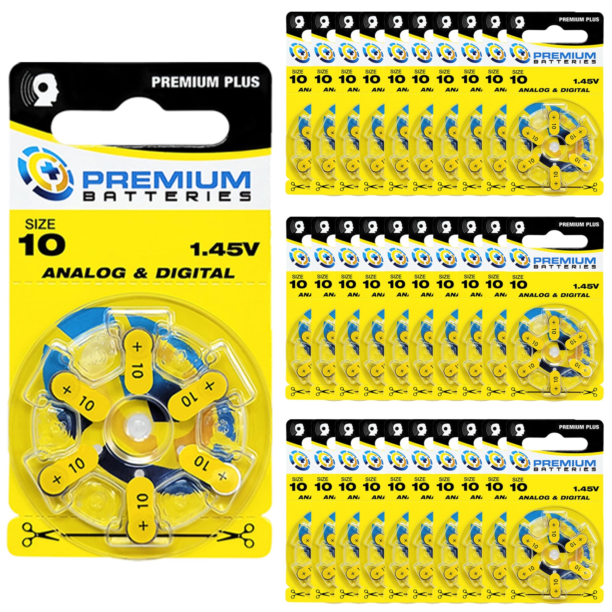 PR70 1.45V Size 10 Hearing Aid Batteries (180 Count) - Yellow Tab Zinc Air Batteries for Hearing Devices | Perfect for Oticon, Phonak & Rexton Hearing Aids | Long-Lasting Power for Daily Use