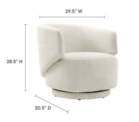 Astrid Creme Boucle Swivel Chair - Modern Velvet Accent Chair with 360° Rotation for Living Room, Bedroom, or Office Decor