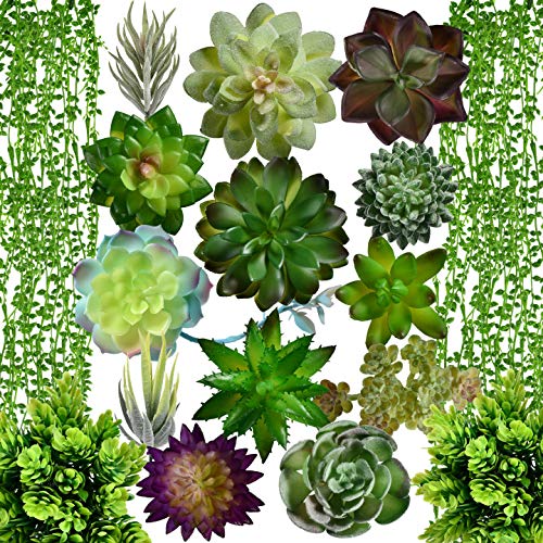 17 Pack Artificial Succulent Plants - Lifelike Fake Succulent Decor for Home & Office - Perfect for Table Centerpieces, Shelf Displays, Wedding Decor, and DIY Crafts