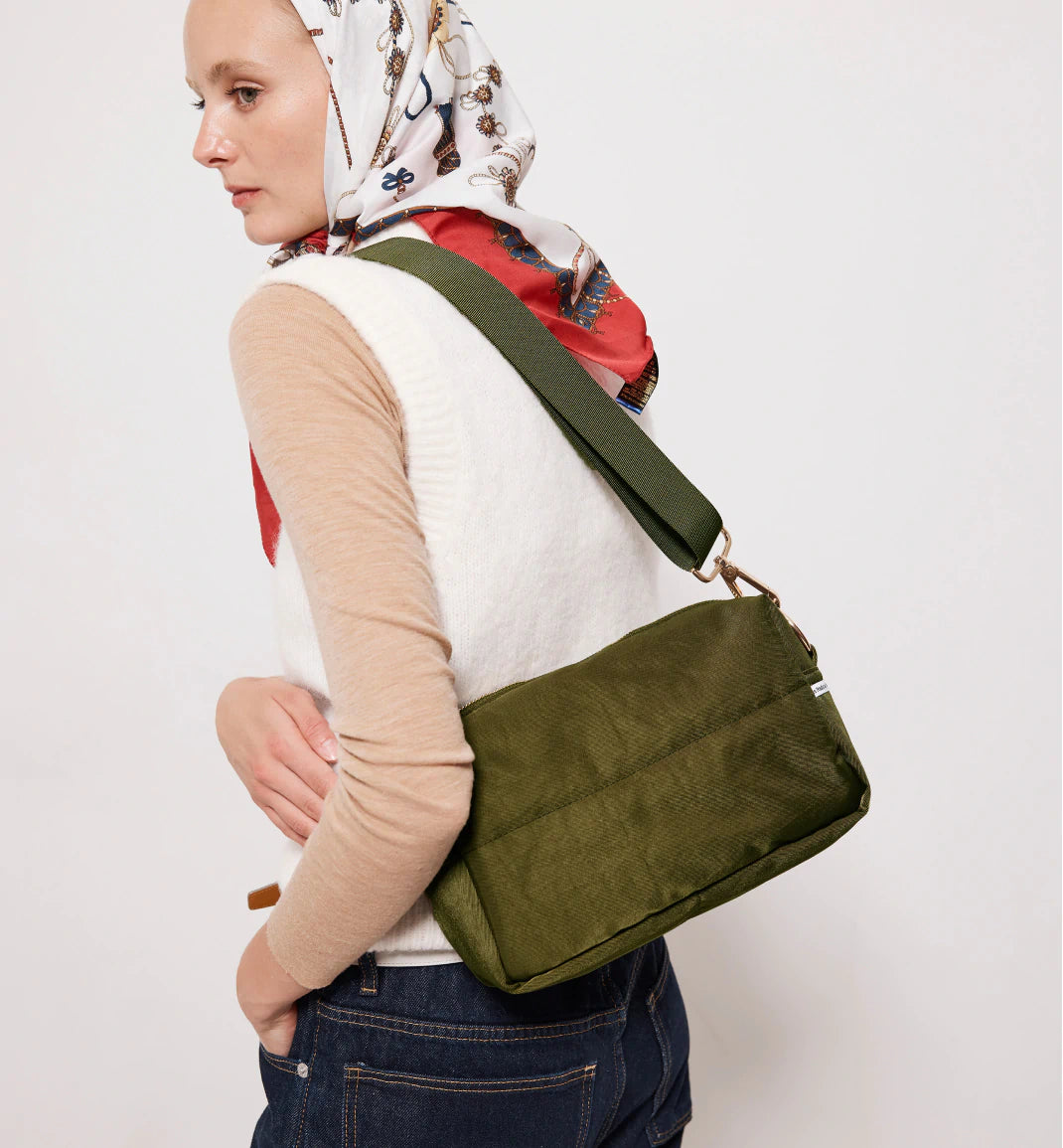 North Star Nylon Clutch Bag for Women | Olive Green Crossbody Purse | Perfect for Work, Travel & Everyday Use