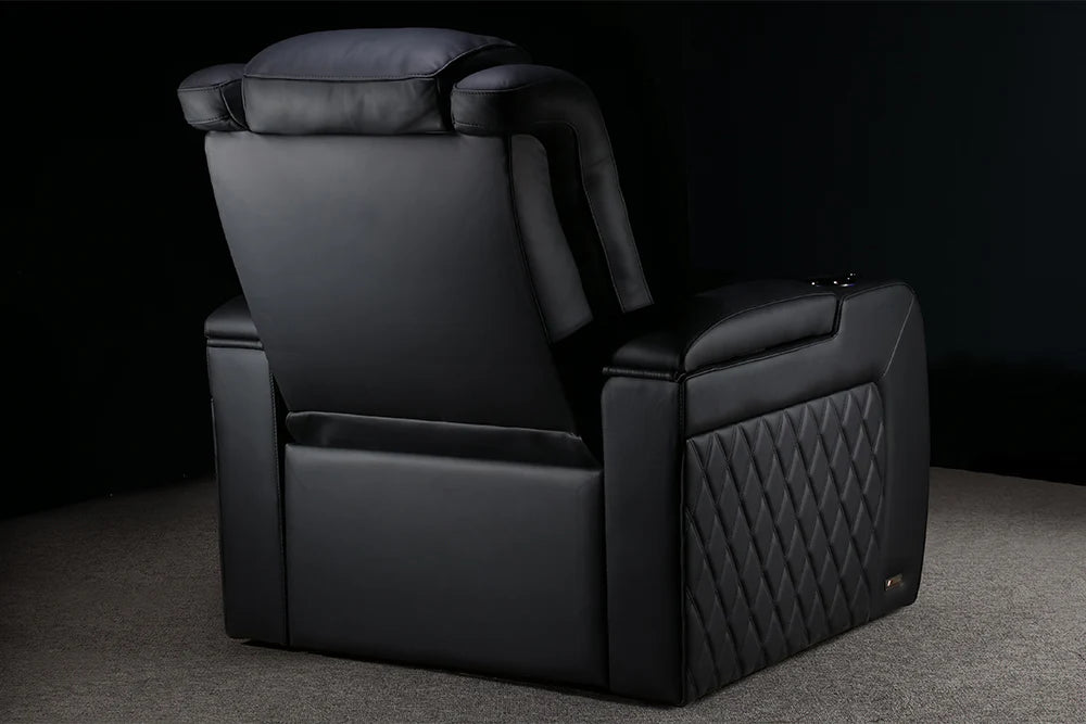 Valencia 2025 New Tuscany XL Ultimate Luxury Leather Home Theater Seating - 2 Seater Loveseat in Onyx Black | Perfect for Home Cinema, Media Rooms & Luxury Living Spaces