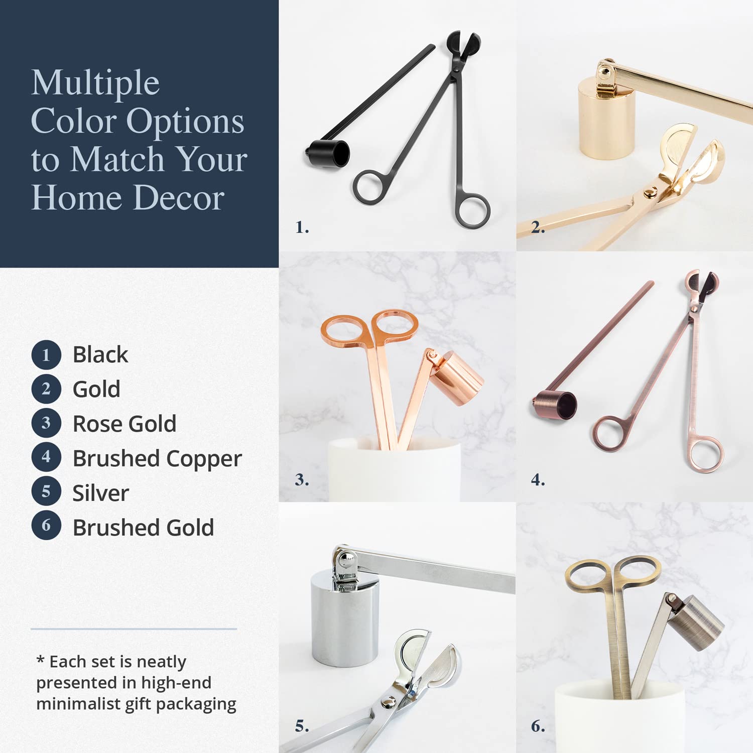 Premium Candle Wick Trimmer & Snuffer Set - Stainless Steel Candle Care Tools for Home, Spa, and Meditation - Choose Your Color (Gold, Silver, Rose Gold) - Perfect for Aromatherapy, Relaxation, and Romantic Ambiance