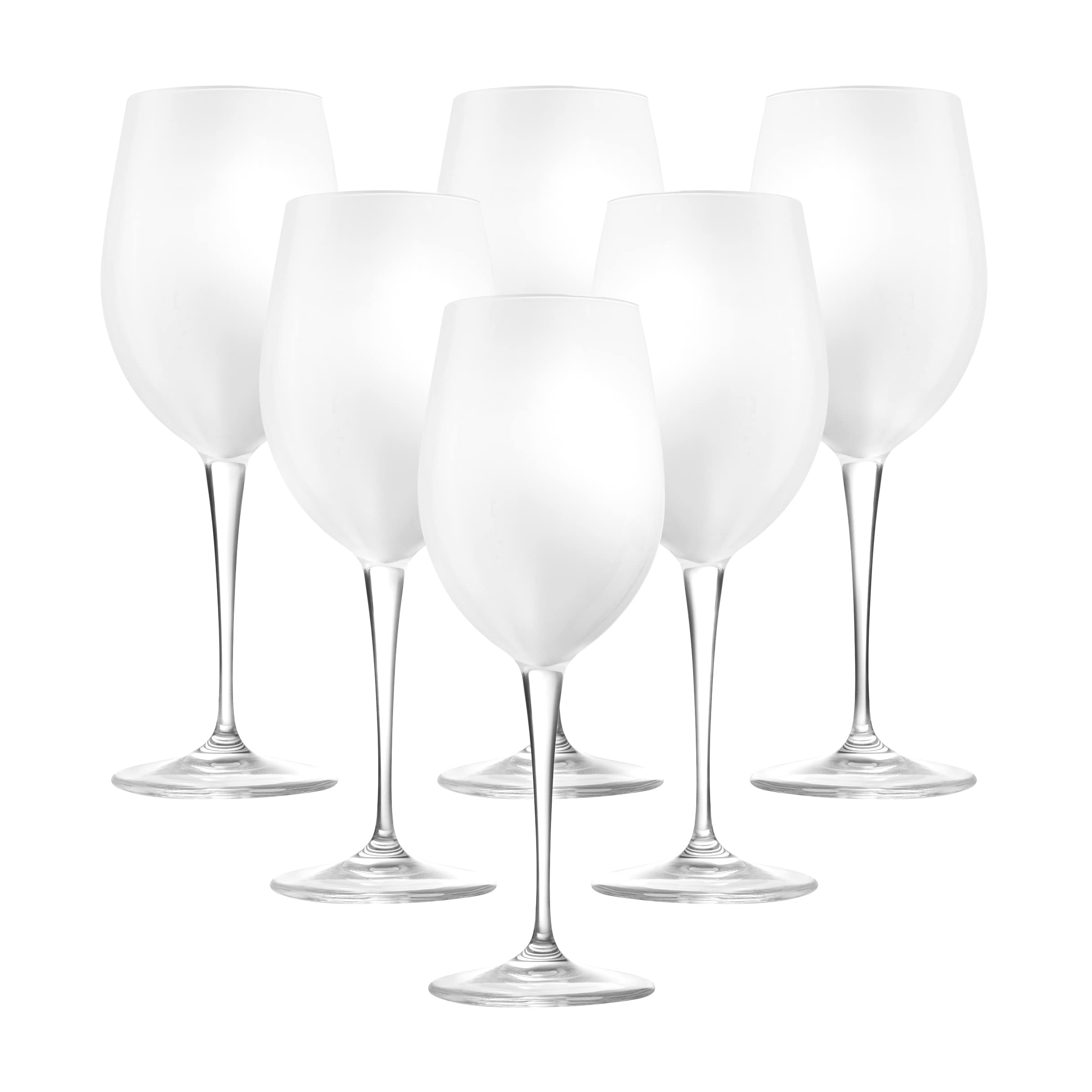 Premium Barski Goblet Set of 6 - 18oz European Crystal Stemware for Red Wine, Water & Cocktails - Elegant Opal White Wine Glasses for Dinner Parties, Weddings & Home Entertaining