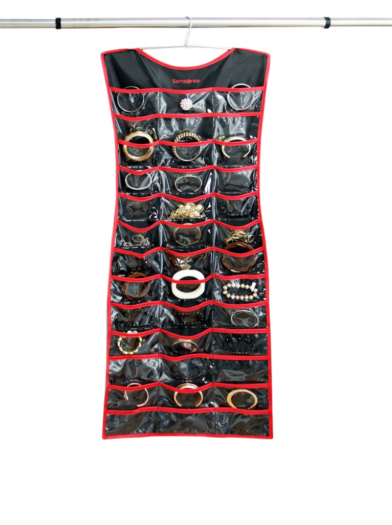 Samsonite Jewelry Organizer Travel Case - Charcoal & Red for Necklaces, Rings, Earrings | Perfect for Travel, Home Storage & Gifts