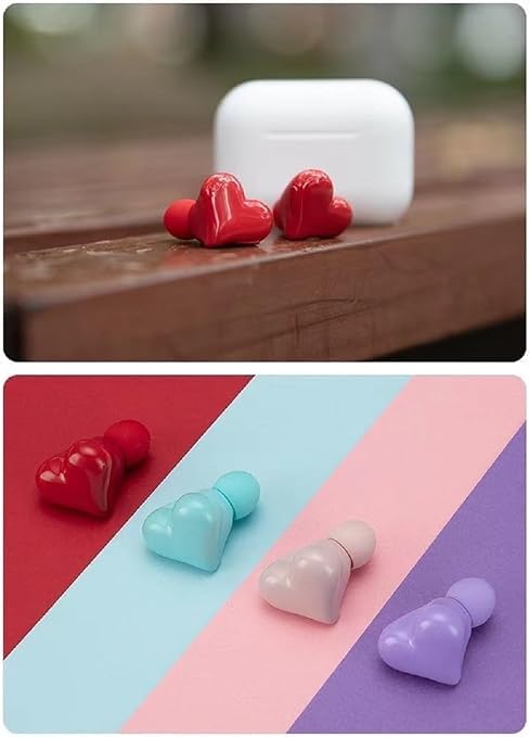 Wireless Bluetooth Heart-Shaped Earbuds with Charging Case, Stereo Sound Quality - Perfect for Workouts, Sports & Travel (Red) - GGRR-4052 | Ideal Gift for Women & Men, Great for Gym, Running, Commuting and Daily Use