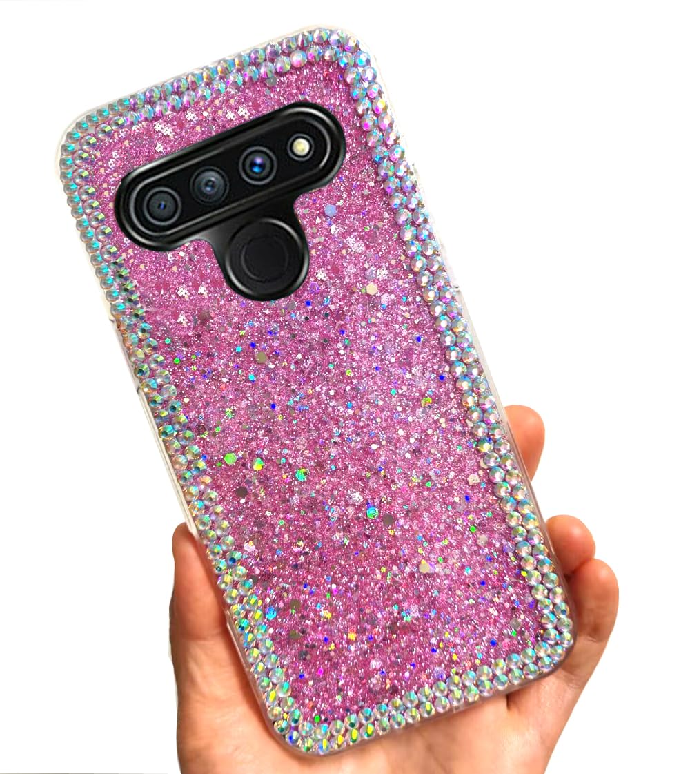 Sparkly Pink Glitter Case for LG Stylo 6 - Cute Bling Shockproof Protective Cover with Anti-Scratch Soft TPU | Perfect Gift for Women & Girls | Ideal for Everyday Use, Work, School & Travel