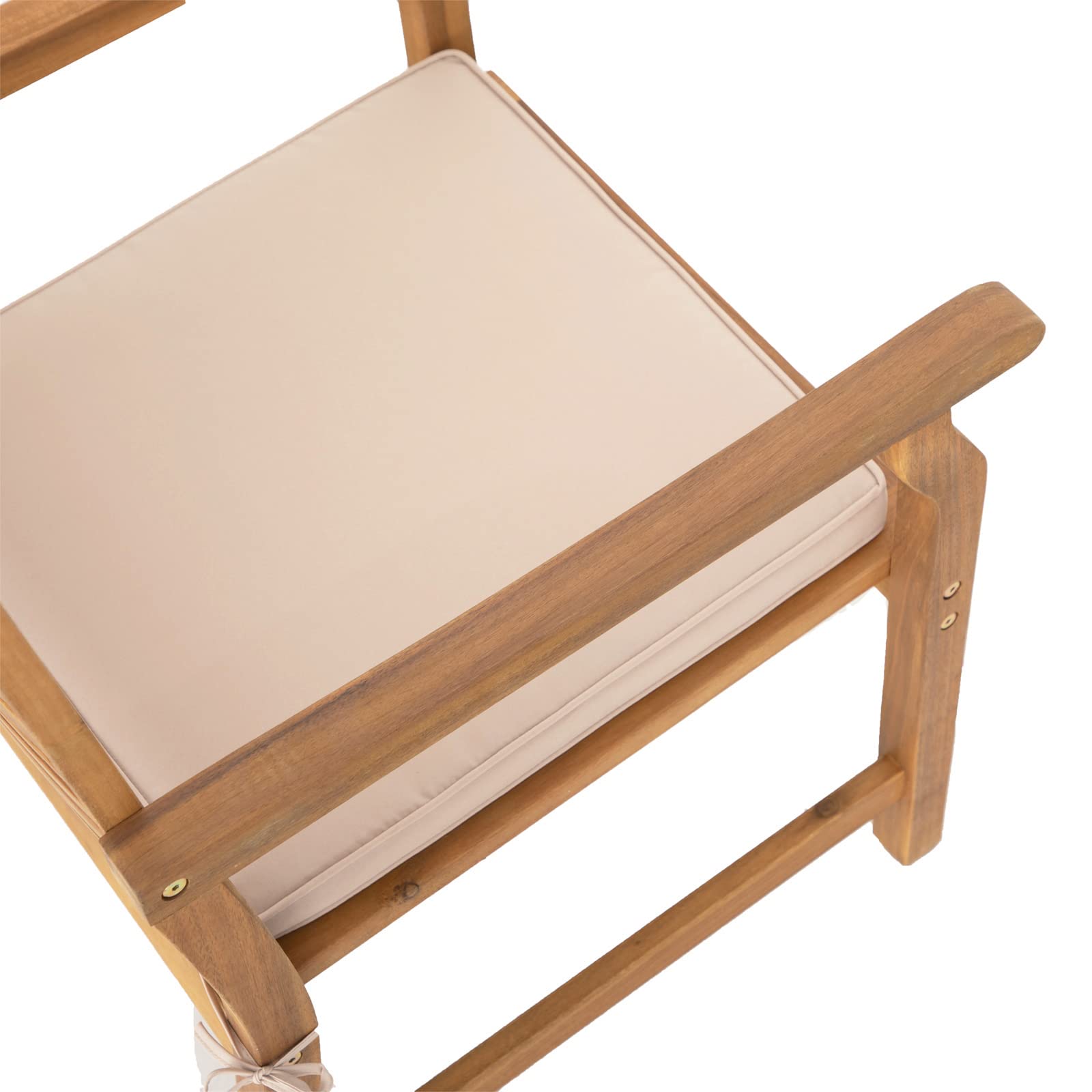 Sophia & William 2-Piece Acacia Wood Patio Dining Chairs with Cushions - Outdoor Oil Finish Middle Back Wooden Armchairs Set - Natural Teak Wood Chairs for Porch, Yard, Balcony, Deck - Perfect for Outdoor Dining, Lounging & Entertaining