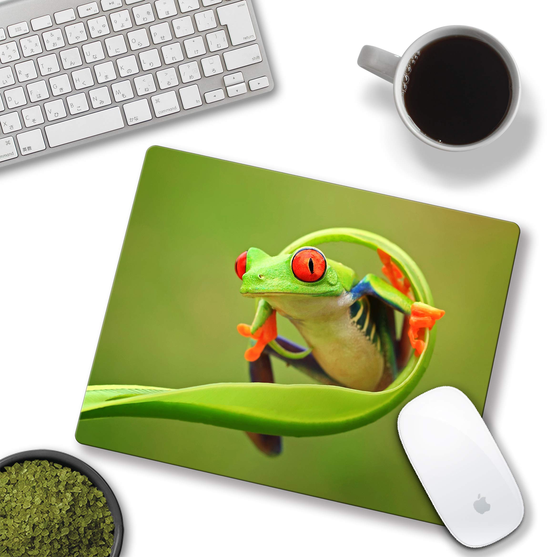 Cute Frog Green Mouse Pad - Non-Slip Rubber Base Washable Small Mousepad 9.5
