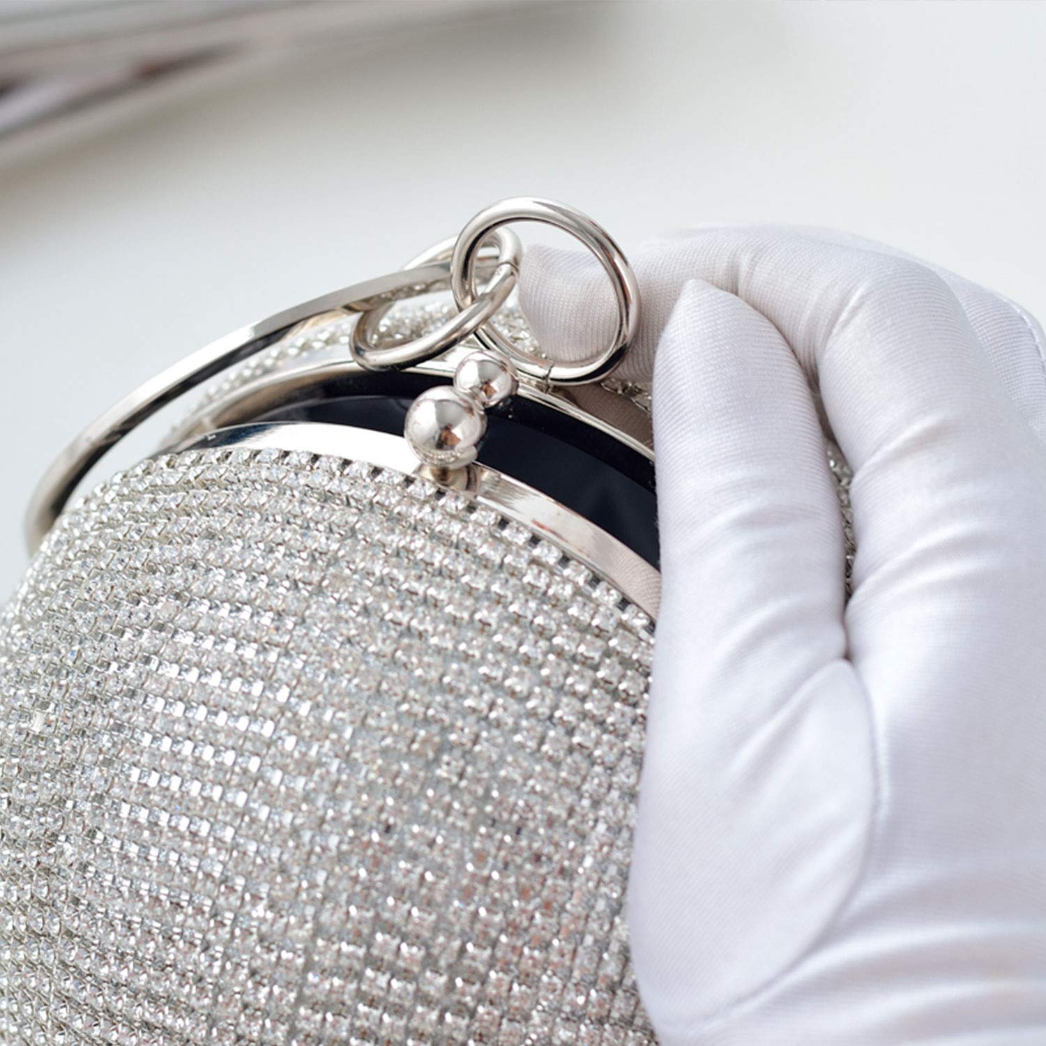 Lanpet Women's Crystal Evening Clutch Purse - Round Ball Design with Tassel, Elegant Wedding Party Handbag for Prom, Gala & Special Occasions