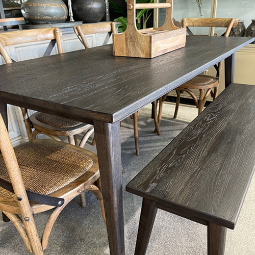 Vicchy 180cm Deep Brown Dining Table - Perfect for Family Gatherings, Dinner Parties & Modern Home Decor