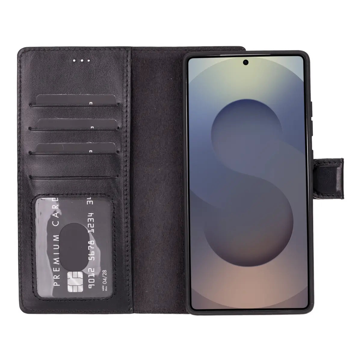Premium Black Magnetic Leather Wallet Case for Samsung Galaxy S25 Ultra - Slim Protective Cover with Card Slots | Perfect for Business, Travel & Everyday Use