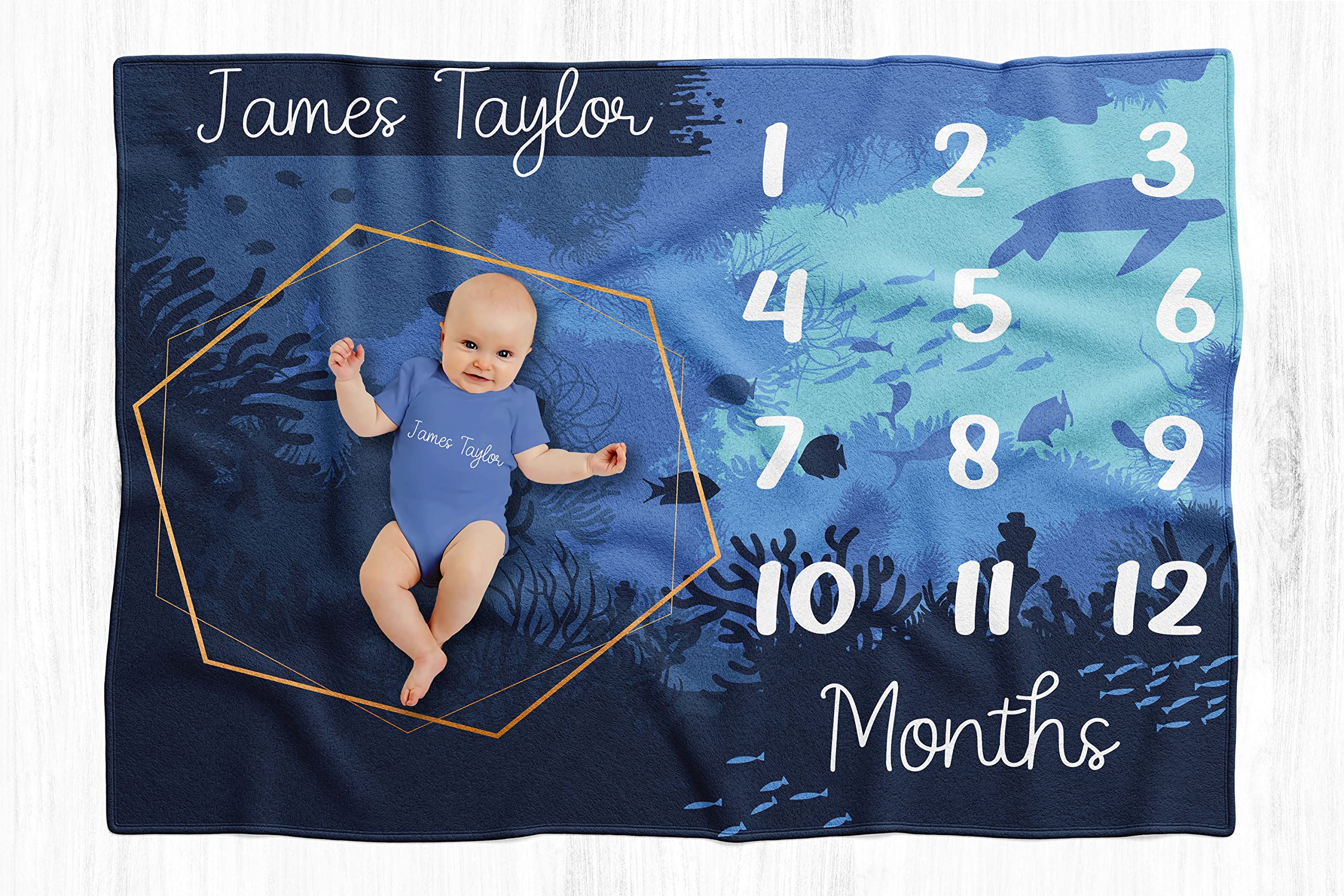 Personalized Baby Milestone Blanket with Onesie & Bib - Custom Name Growth Chart Blanket for Boys & Girls | Perfect for Newborn Photography, 1st Birthday Gifts & Nursery Decor