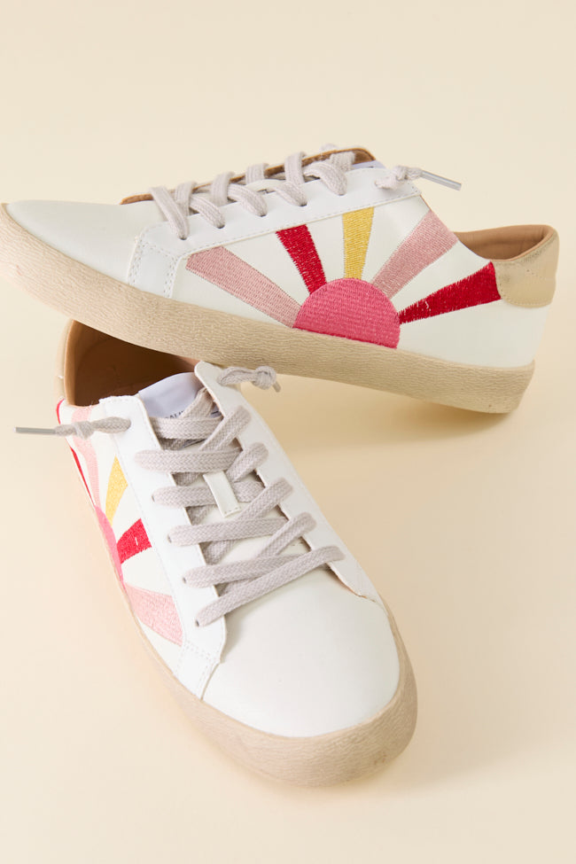 Sunny Embroidered Sun Pattern Sneakers - Women's Casual Fashion Shoes for Walking & Summer Outfits | Perfect for Beach Vacations & Outdoor Activities