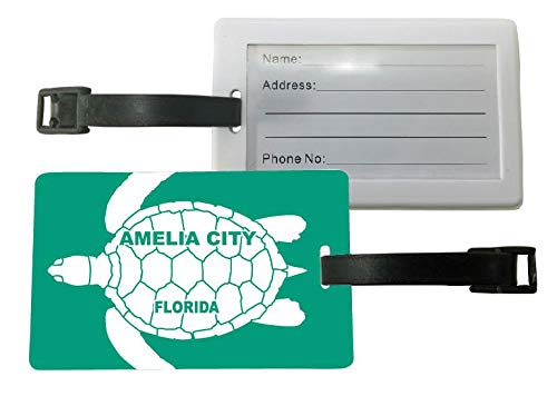 Florida Turtle Souvenir Luggage Tags 2-Pack - Amelia Island Travel Accessories for Suitcases & Backpacks - Perfect for Vacationers & Beach Lovers