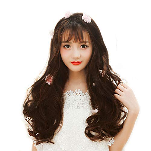 Chronex 21-Inch Curly Hair Extensions with 5 Clips - Natural Dark Brown Human Hair Wigs for Women & Girls | Perfect for Parties, Weddings & Daily Styling