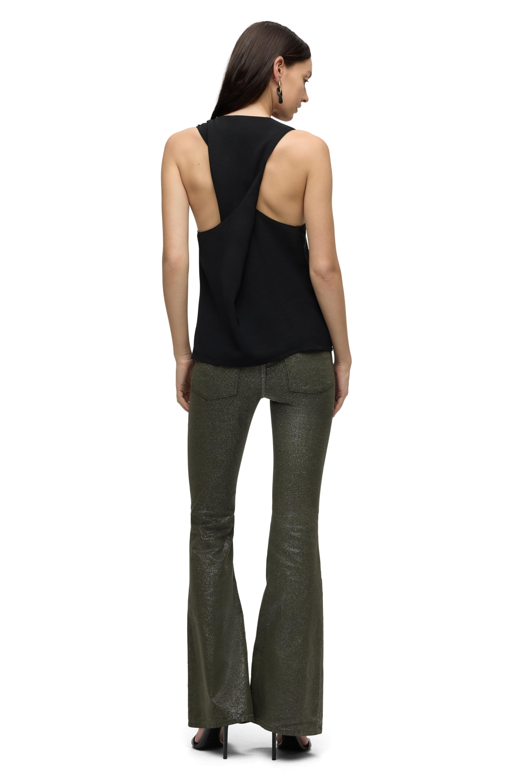 HUDSON Women's High Neck Twist Back Woven Tank Top - Breathable Summer Blouse for Casual Outings, Beach Cover-Up & Layering Staple