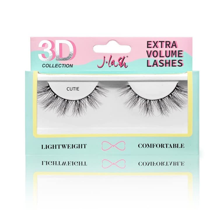 J-Lash 3D Collection Extra Volume False Eyelashes - Cutie Style for Dramatic Eye Makeup | Perfect for Parties, Weddings & Special Occasions