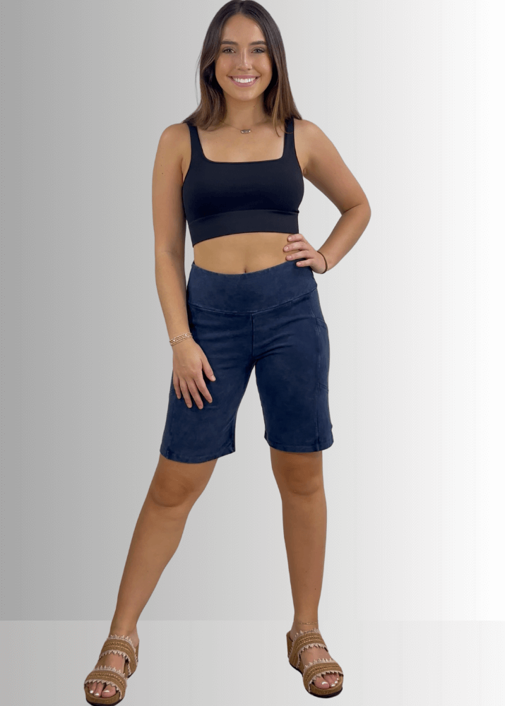 Perfect Fit Hybrid Cotton Shorts Dark Denim - Comfortable Stretch Casual Shorts for Men | Ideal for Summer, Gym, and Outdoor Activities
