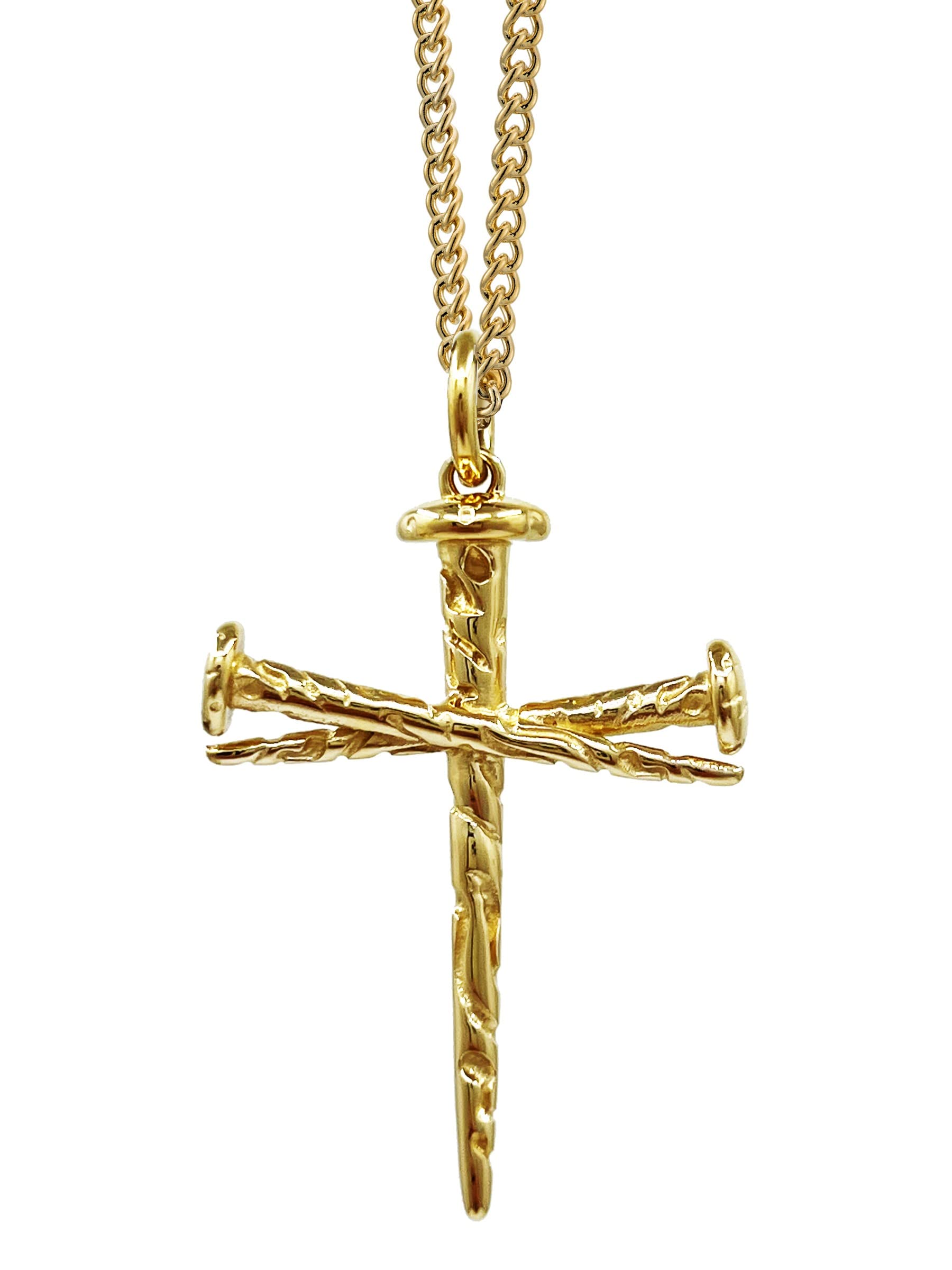 Shields of Strength Men's 14K Gold Plated & Stainless Steel Cross Pendant Necklace with John 19:30 Bible Verse - Christian Faith Jewelry Gift for Men, Baptism, Confirmation & Daily Wear