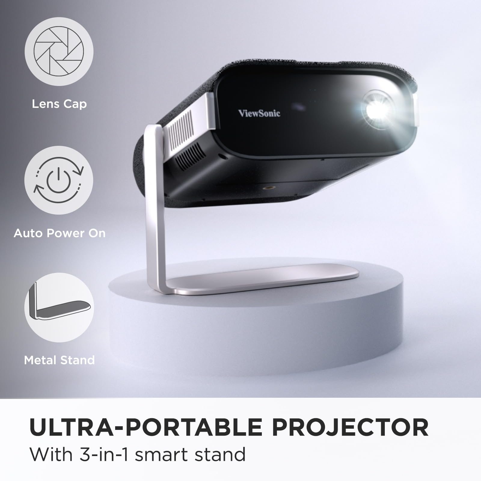 ViewSonic M1X Portable LED Projector with Smart Stand | 1080P HD | Harman Kardon Speakers | Built-In Battery | H/V Keystone Correction | Bluetooth & WiFi | USB-C & USB-A - Perfect for Home Theater, Outdoor Movies, Business Presentations & Gaming