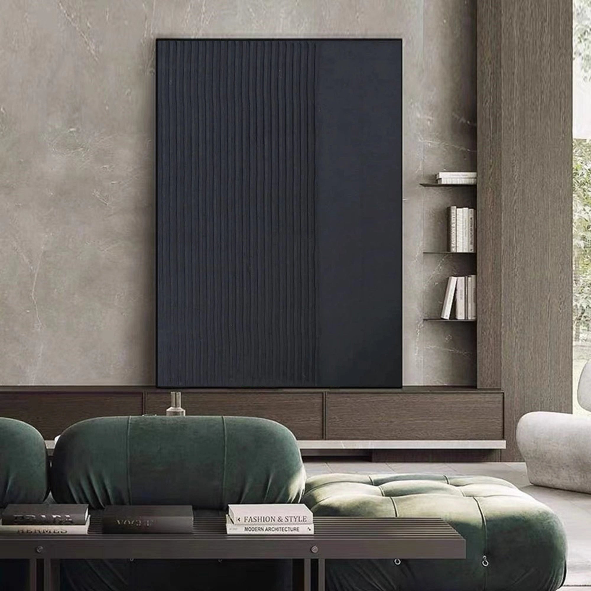Black Minimalist Textured Painting Canvas Wall Art - Modern Abstract Home Decor for Living Room, Bedroom & Office | Premium Quality #MZ021