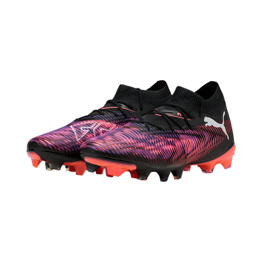 Puma Future 8 Match FG/AG Women's Soccer Cleats - Black/White/Glowing Red - Lightweight Football Boots for Artificial Grass & Natural Turf - Perfect for Training & Competitive Matches
