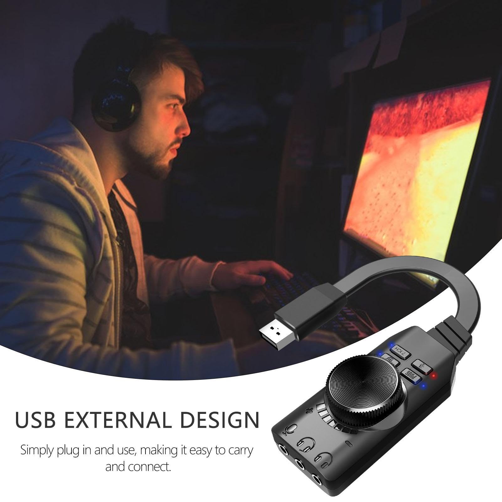 Uozonit USB Audio Adapter - Virtual 7.1 Surround Sound USB to Optical Converter with Volume Control | Portable USB Sound Card for Gaming, Streaming & Music | Perfect for League of Legends, Headsets & PC Audio Setup