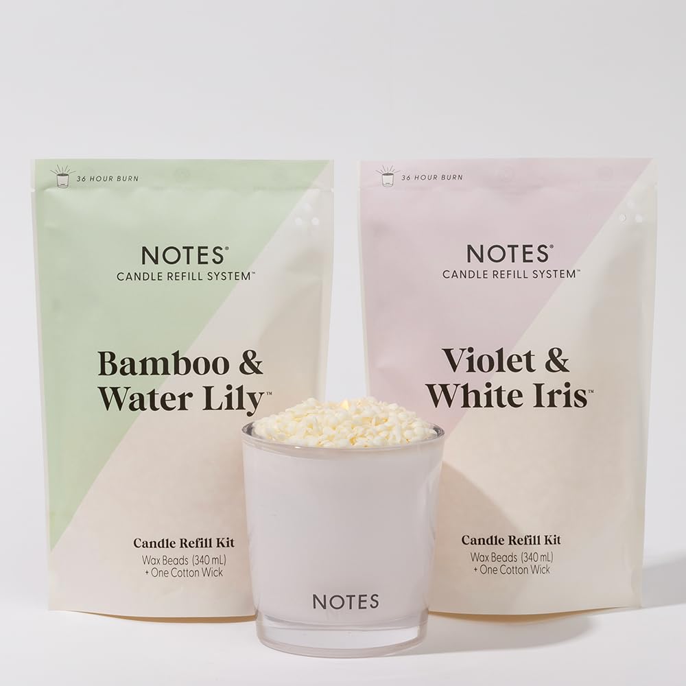 Sustainable Candle Starter Kit - Watery Floral Duo | Refillable & Reusable Candles with 100% Natural Wax | Bamboo Water Lily + Violet White Iris Scented Candles | Perfect for Home Relaxation, Spa Days & Romantic Ambiance