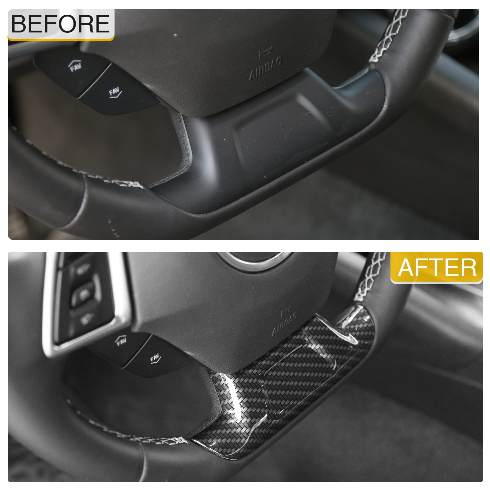 Carbon Fiber Steering Wheel Trim Cover for Chevrolet Camaro 2017-2022 | Interior Accessories Upgrade | Enhances Grip & Style for Sports Car Enthusiasts
