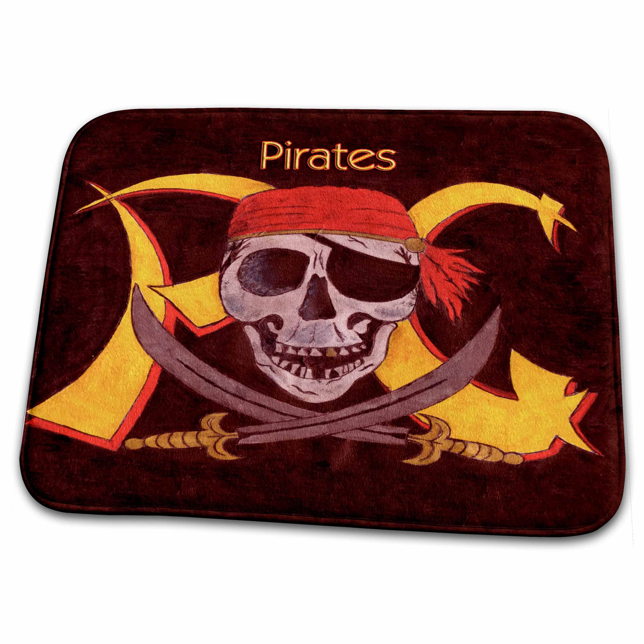 Pirate-Themed Dish Drying Mat - Absorbent Kitchen Sink Mat for Plates, Cups & Utensils - Perfect for Beach House, Nautical Decor & Pirate Party Kitchen Accessories