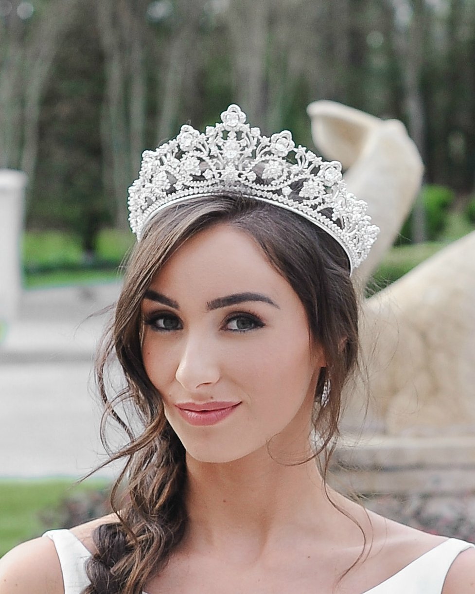 PAIGE Simulated Diamond Bridal Tiara - Sparkling Wedding Crown for Bride, Princess Style Headpiece for Bridal Shower, Bachelorette Party & Special Occasions