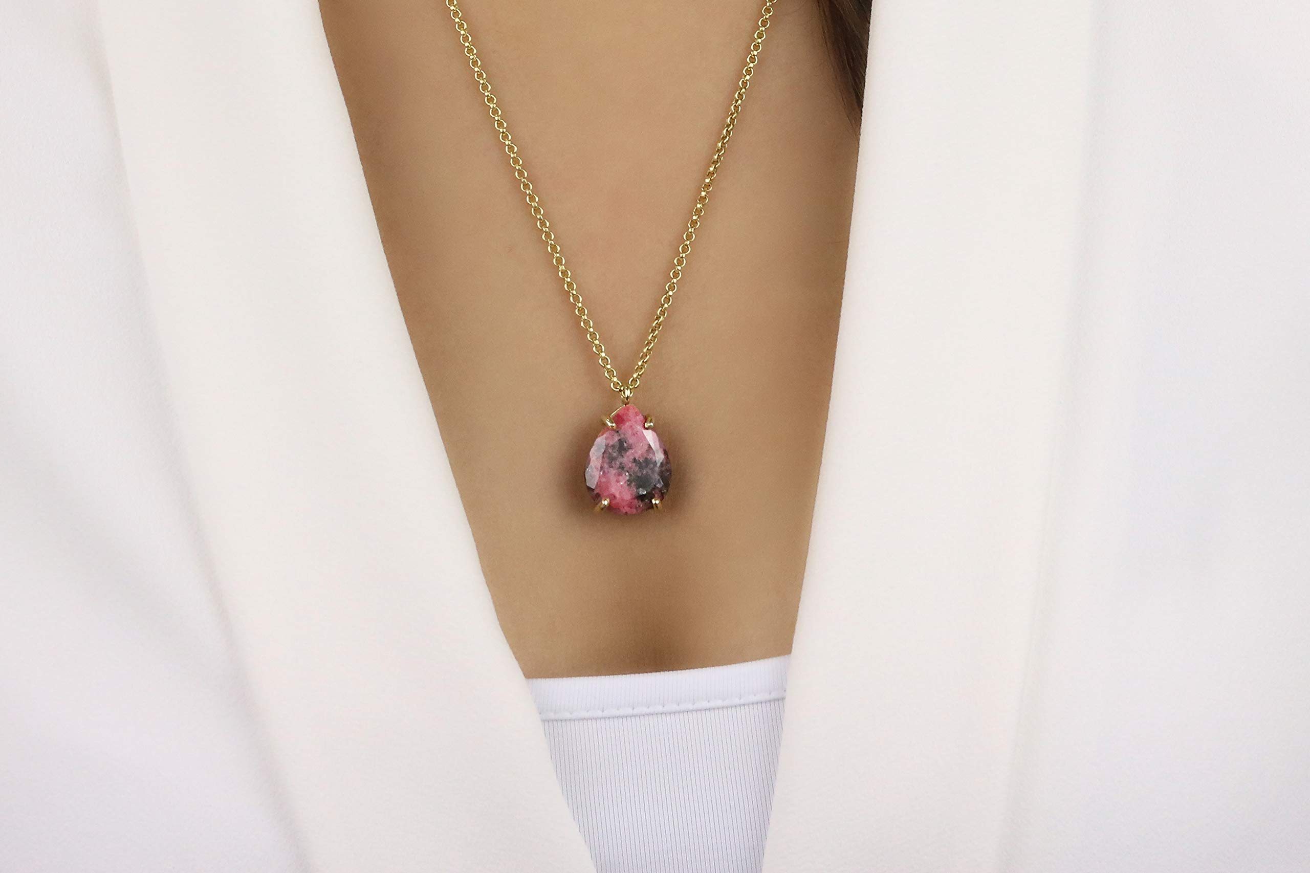 Elegant Rhodonite Necklace for Women - Bridal Gift & Layering Jewelry