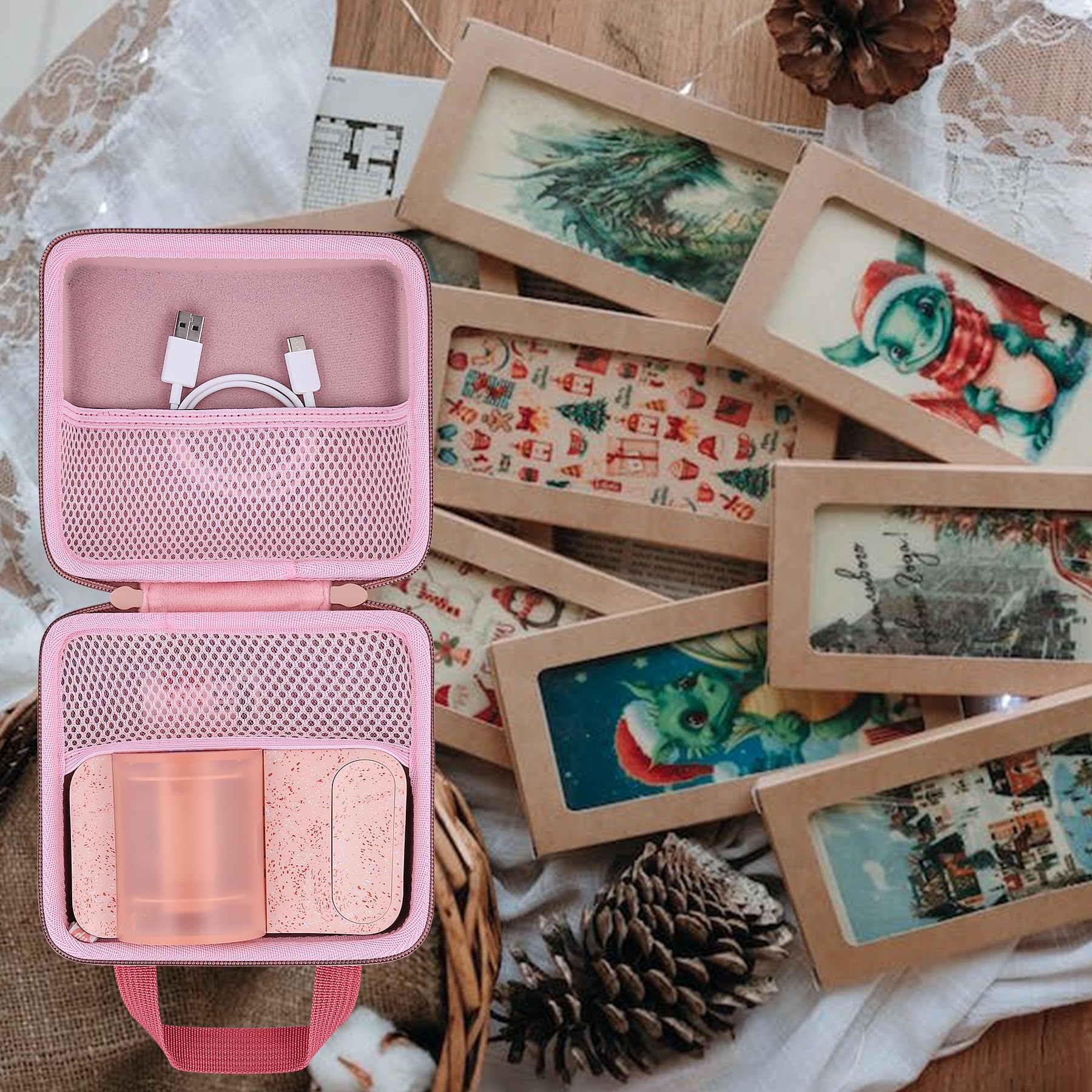 CO2CREA Hard Protective Case for HP Sprocket Panorama Photo Printer - Pink Travel-Friendly Shell for Instant Photo Printing at Home, Parties & Travel