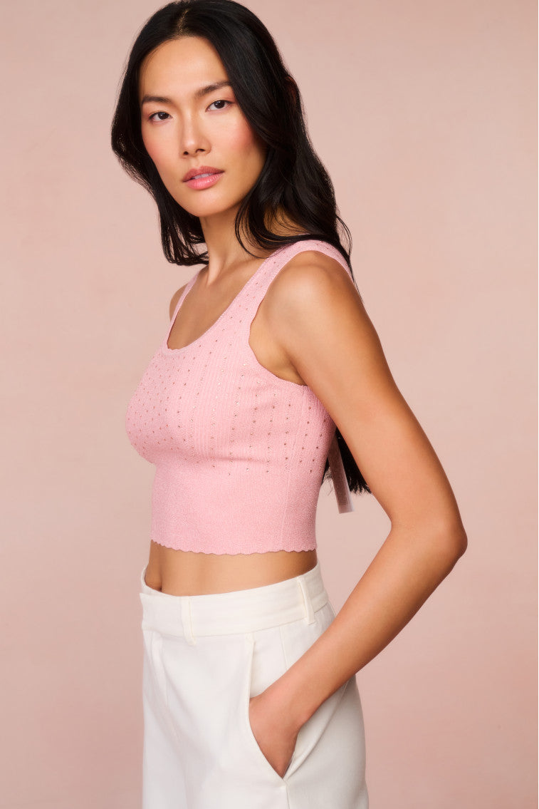Prague Crystal Knit Tank Top for Women - Elegant Summer Sleeveless Blouse - Perfect for Beach, Vacation & Casual Outings