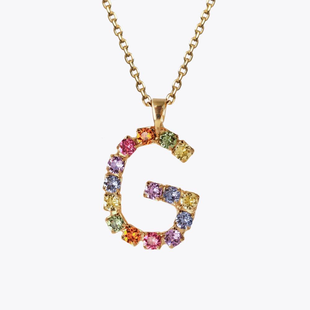 Personalized Initial Letter Necklace - Gold & Rainbow Color Combo for Women, Gift for Her, Birthday, Anniversary, Valentine's Day | Layering Jewelry, Everyday Wear, Special Occasions