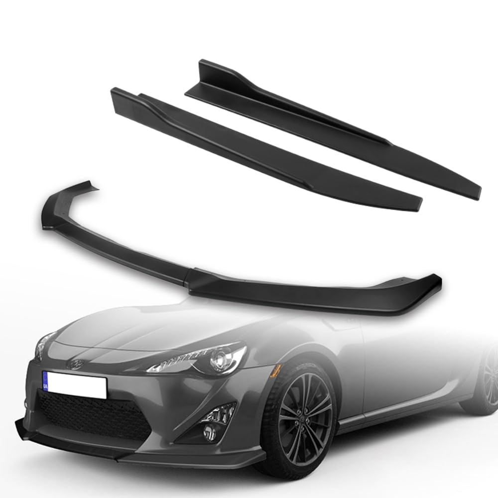 5PCS Front Bumper Lip & Side Skirt Rocker Winglet Canard Diffuser Wing Kit for 2013-2016 Scion FR-S/Toyota 86/FT86/GT86 - Matt Black ABS Body Splitter & Spoiler - Enhance Aerodynamics & Sporty Look for Street Racing & Car Shows