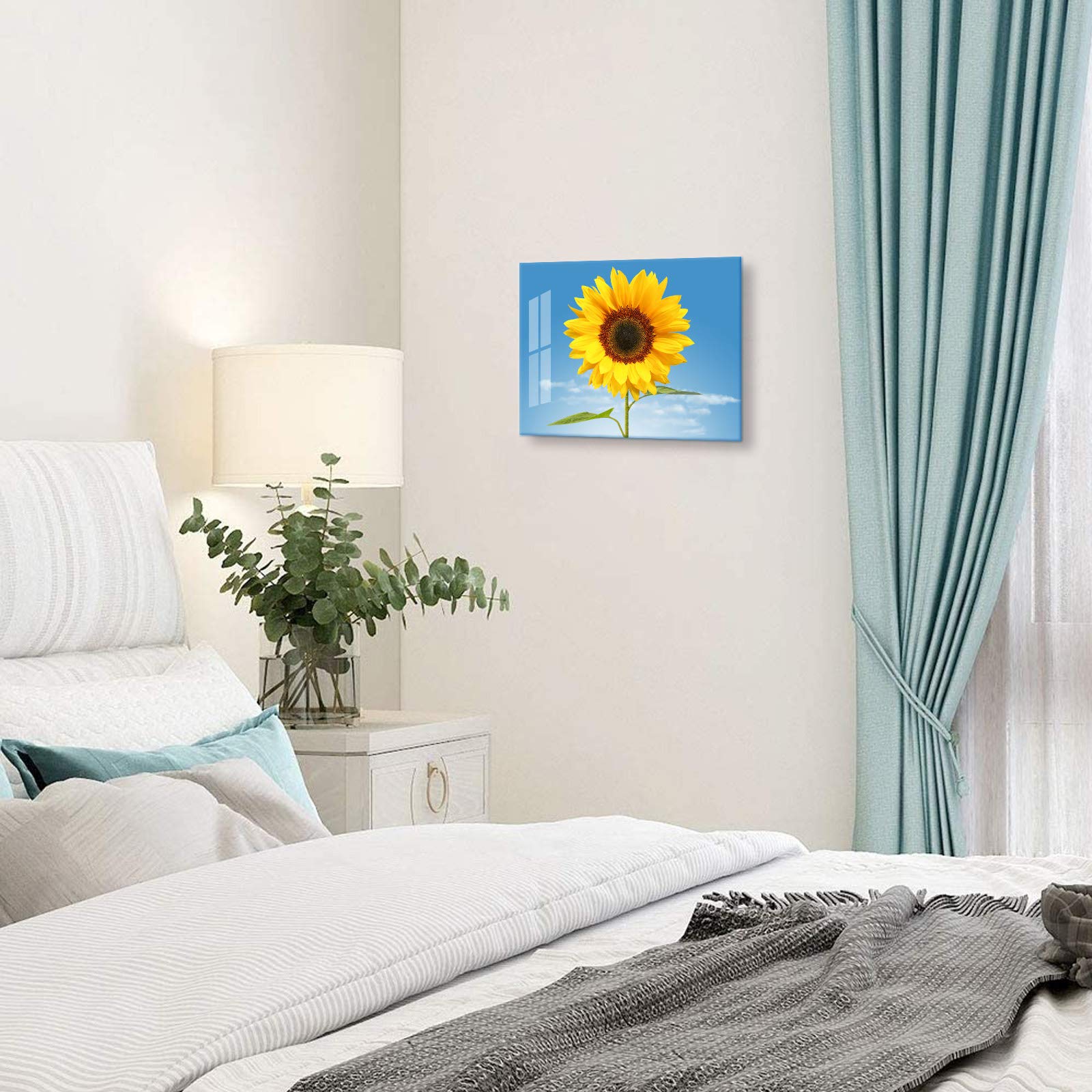 Sunflower Canvas Wall Art - 12x16 Inch Framed Decor for Bedroom & Living Room